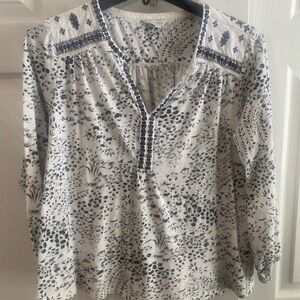 Lucky Brand Black and White Patterned Blouse Boho
